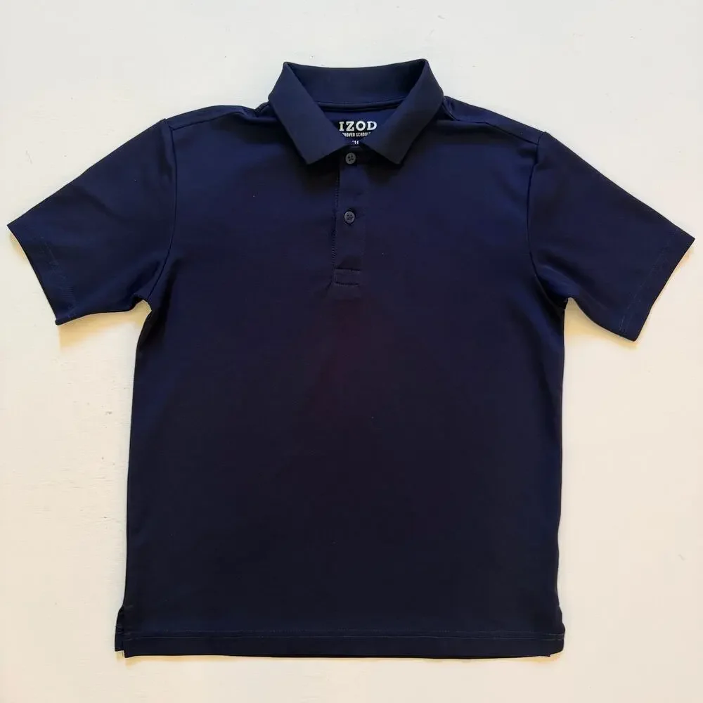 Lot of 3 Izod Boys Navy Blue Polo Shirts Size Medium 10/12 Husky School Uniform
